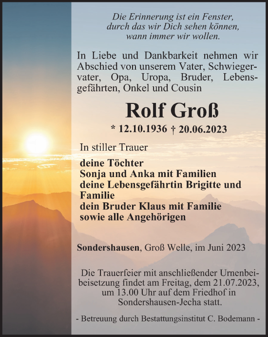 Traueranzeige von Rolf Groß