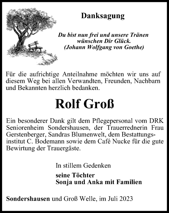 Traueranzeige von Rolf Groß