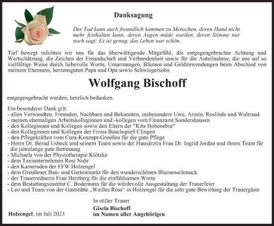 Traueranzeige von Wolfgang Bischoff