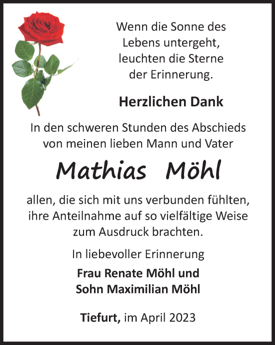 Traueranzeige von Mathias Möhl 