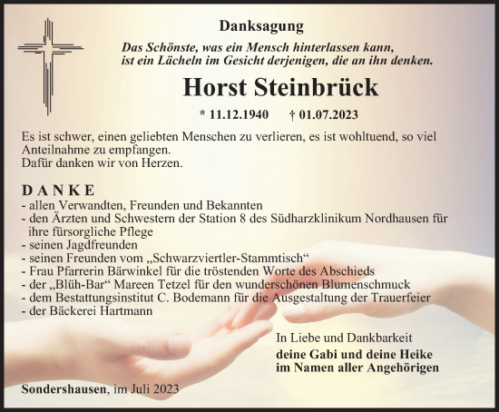 Traueranzeige von Horst Steinbrück