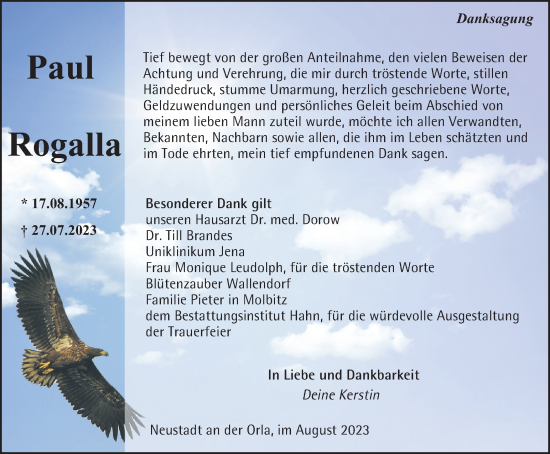 Traueranzeige von Paul Rogalla