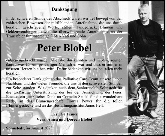 Traueranzeige von Peter Blobel von Thüringer Allgemeine, Thüringische Landeszeitung