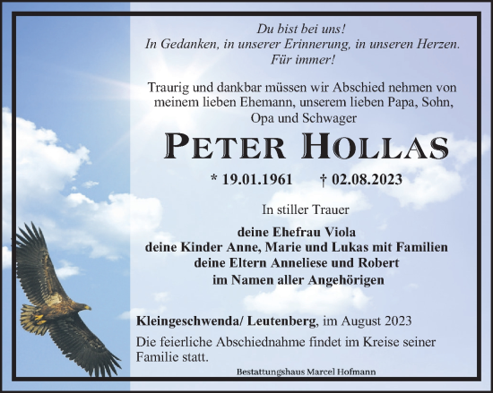 Traueranzeige von Peter Hollas