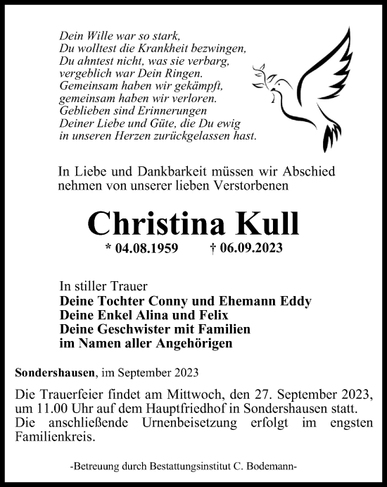 Traueranzeige von Christina Kull