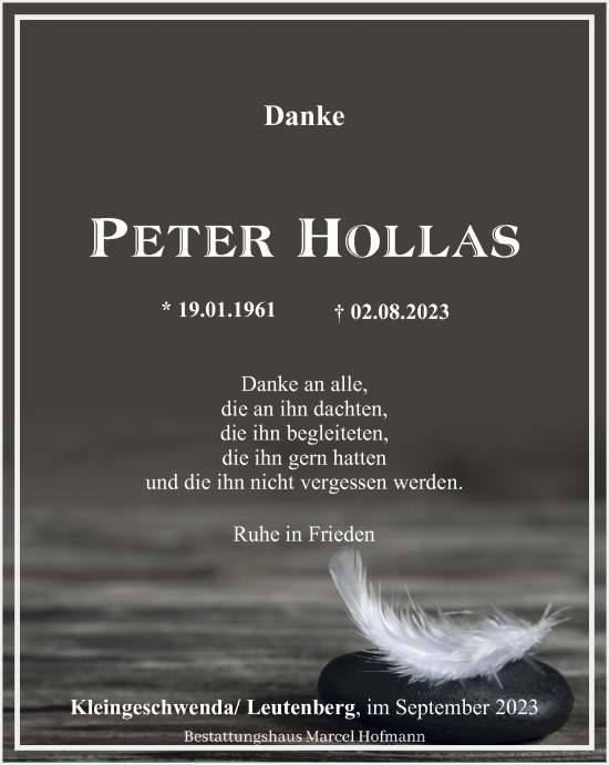 Traueranzeige von Peter Hollas