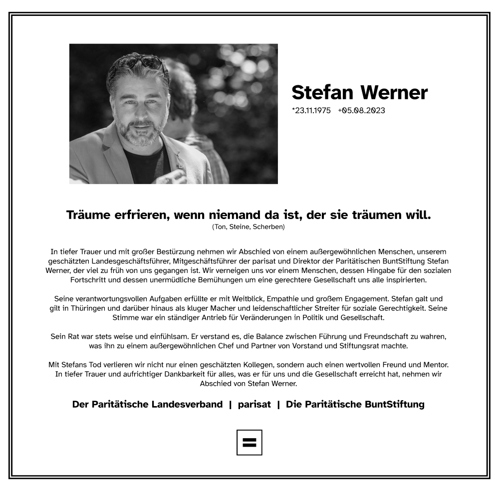  Traueranzeige für Stefan Werner vom 09.09.2023 aus Thüringer Allgemeine, Thüringische Landeszeitung