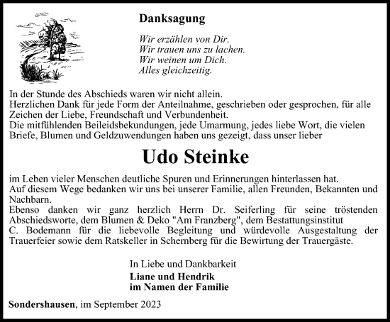 Traueranzeige von Udo Steinke