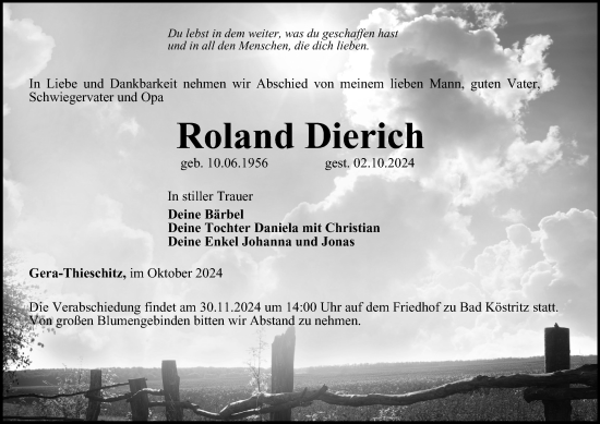 Traueranzeige von Roland Dierich von OTZ