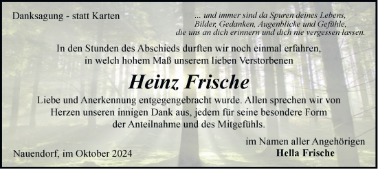 Traueranzeige von Heinz Frische von Thüringer Allgemeine, Thüringische Landeszeitung