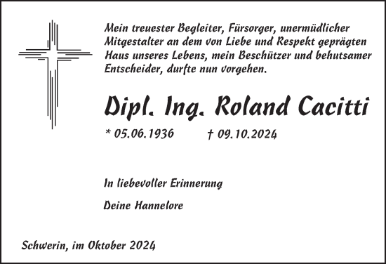 Traueranzeige von Roland Cacitti von Thüringer Allgemeine, Thüringische Landeszeitung