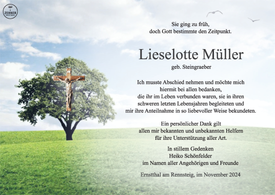 Traueranzeige von Lieselotte Müller von Thüringer Allgemeine 