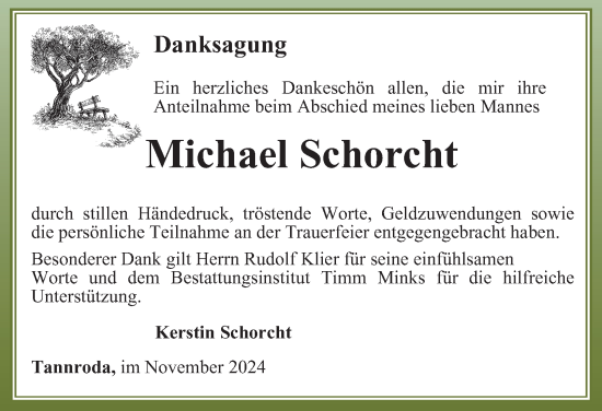 Traueranzeige von Michael Schorcht von Thüringer Allgemeine, Thüringische Landeszeitung