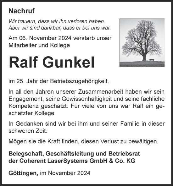 Traueranzeige von Ralf Gunkel von Thüringer Allgemeine