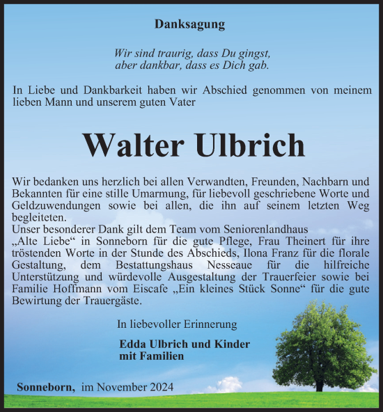 Traueranzeige von Walter Ulbrich von Thüringer Allgemeine, Thüringische Landeszeitung