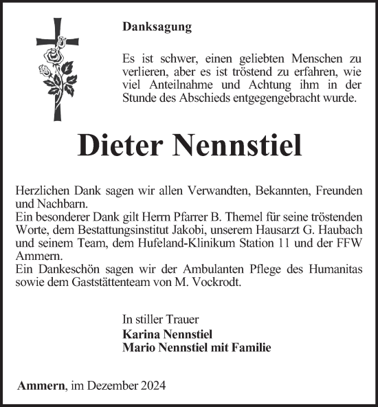 Traueranzeige von Dieter Nennstiel von Thüringer Allgemeine, Thüringische Landeszeitung