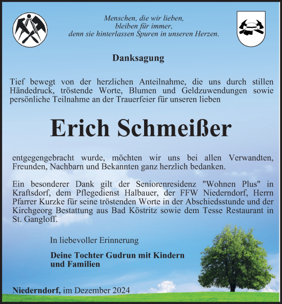 Traueranzeige von Erich Schmeißer
