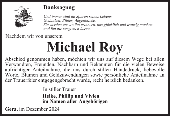 Traueranzeige von Michael Roy von Ostthüringer Zeitung