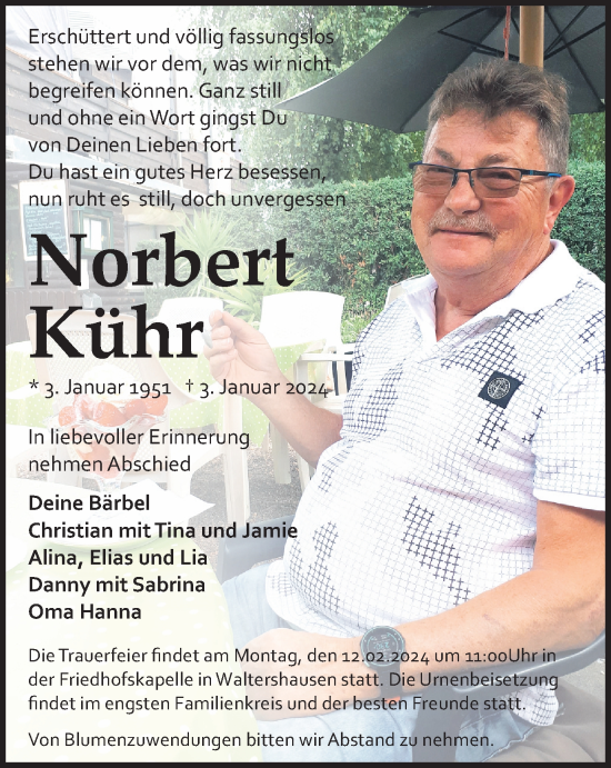 Traueranzeige von Norbert Kühr von TA , TLZ