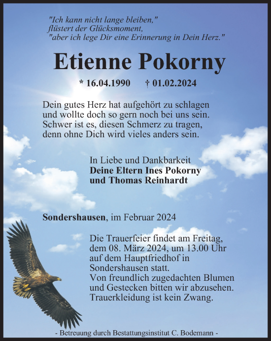 Traueranzeige von Etienne Pokorny