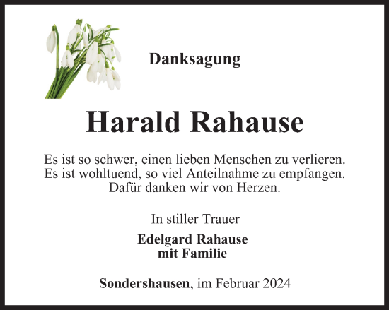 Traueranzeige von Harald Rahause