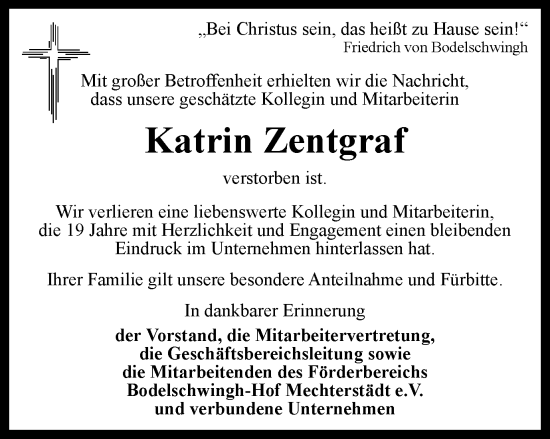 Traueranzeige von Katrin Zentgraf von Thüringer Allgemeine, Thüringische Landeszeitung
