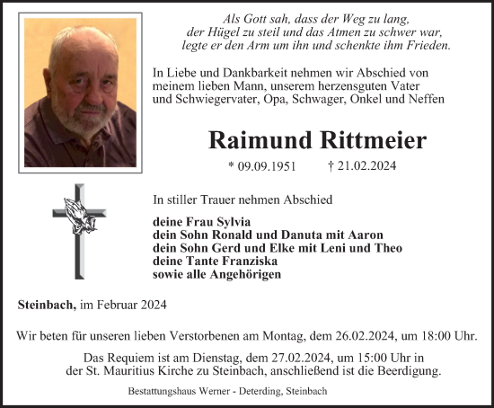 Traueranzeige von Raimund Rittmeier von Thüringer Allgemeine