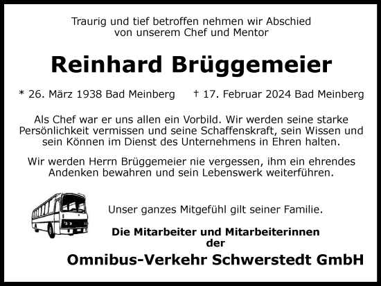 Traueranzeige von Reinhard Brüggemeier von Thüringer Allgemeine, Thüringische Landeszeitung