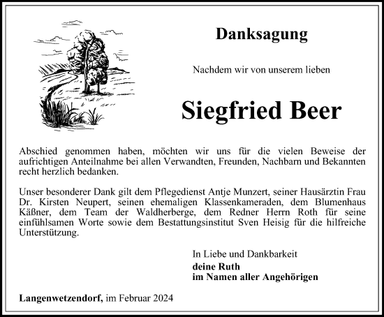 Traueranzeige von Siegfried Beer