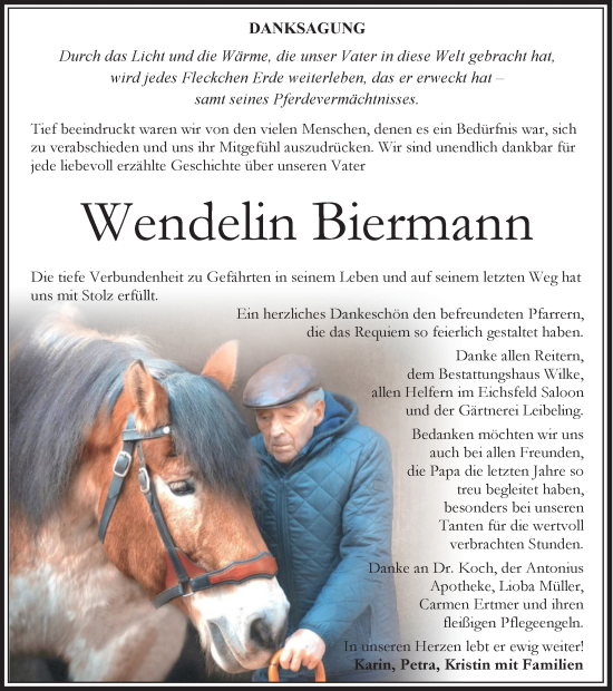 Traueranzeige von Wendelin Biermann von Thüringer Allgemeine