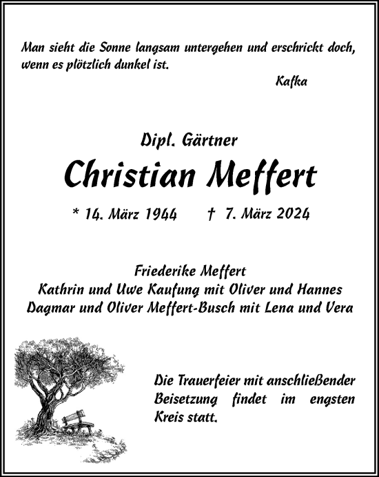 Traueranzeige von Christian Meffert von Thüringer Allgemeine, Thüringische Landeszeitung