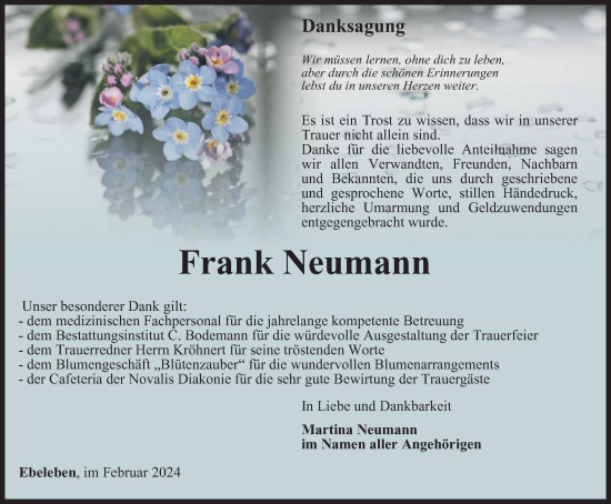 Traueranzeige von Frank Neumann