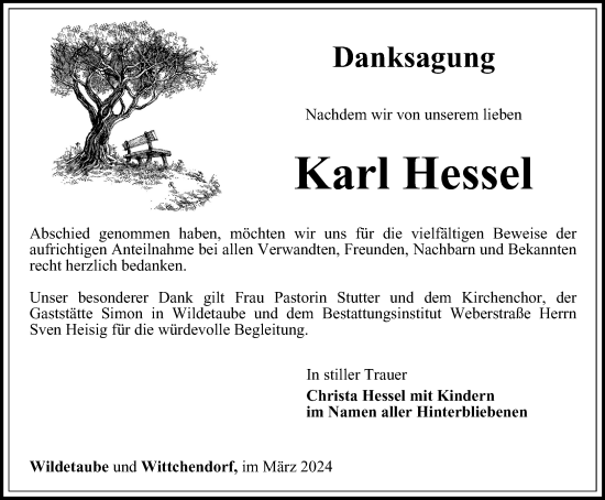 Traueranzeige von Karl Hessel