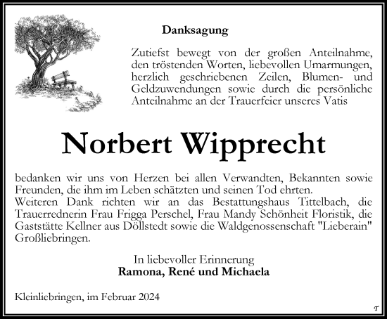 Traueranzeige von Norbert Wipprecht von Thüringer Allgemeine