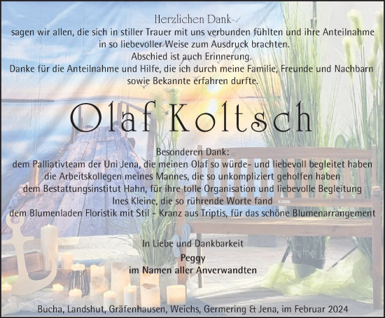 Traueranzeige von Olaf Koltsch