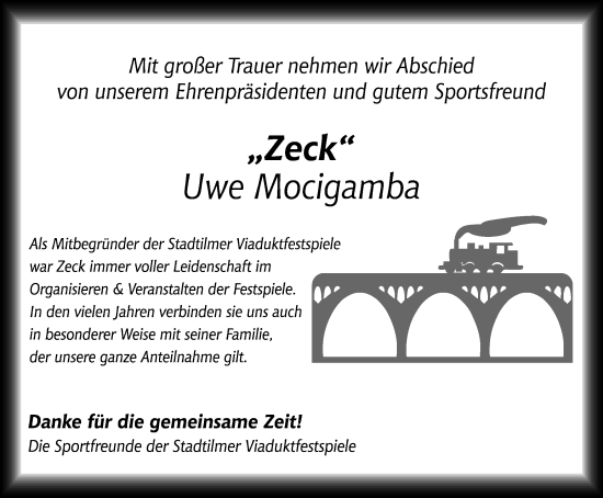 Traueranzeige von Uwe Mocigamba von Thüringer Allgemeine