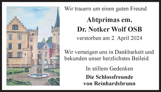 Traueranzeige von Notker Wolf von Thüringer Allgemeine
