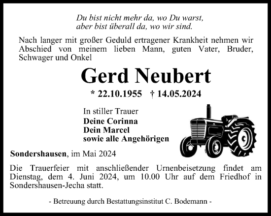 Traueranzeige von Gerd Neubert