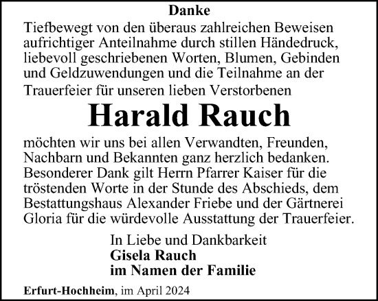 Traueranzeige von Harald Rauch