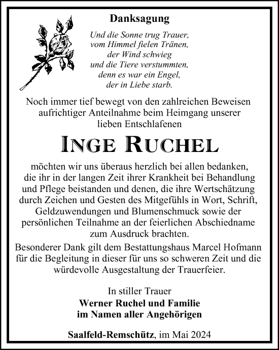 Traueranzeige von Inge Ruchel