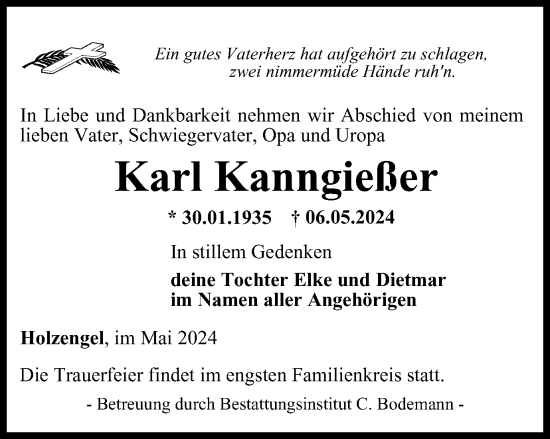 Traueranzeige von Karl Kanngießer