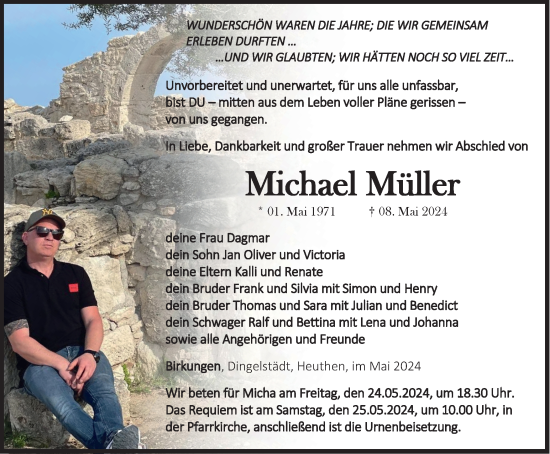 Traueranzeige von Michael Müller von Thüringer Allgemeine