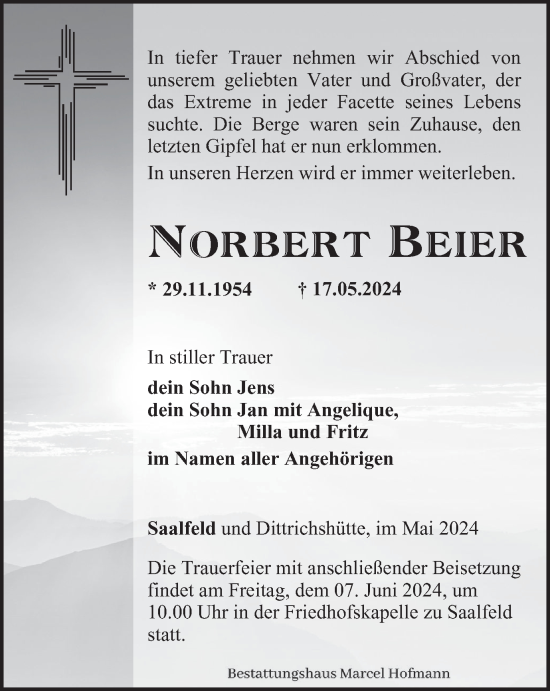 Traueranzeige von Norbert Beier