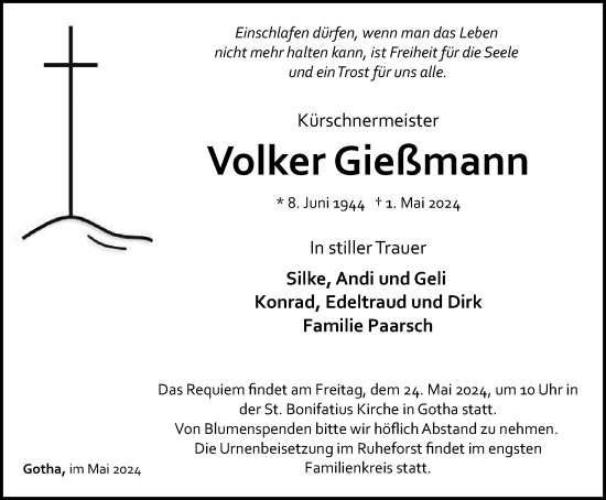 Traueranzeige von Volker Gießmann