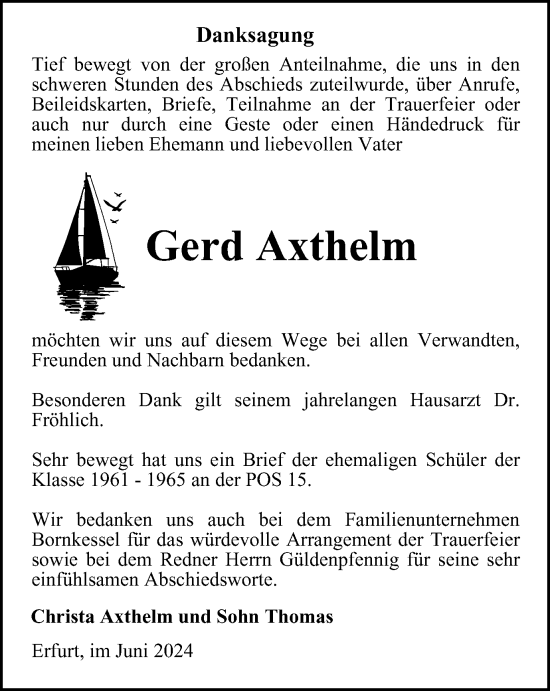 Traueranzeige von Gerd Axthelm