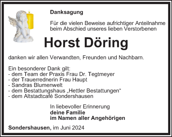 Traueranzeige von Horst Döring von Thüringer Allgemeine