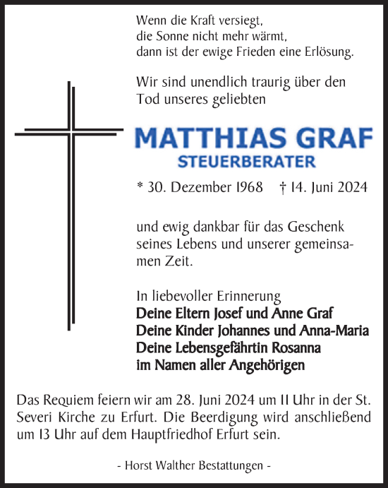Traueranzeige von Matthias Graf von Thüringer Allgemeine, Thüringische Landeszeitung