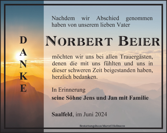 Traueranzeige von Norbert Beier