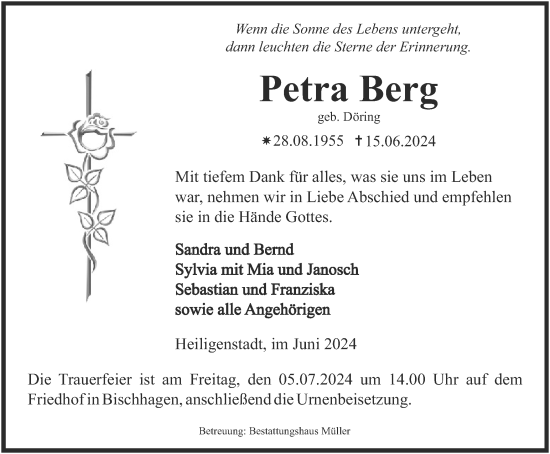 Traueranzeige von Petra Berg von Thüringer Allgemeine