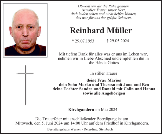 Traueranzeige von Reinhard Müller von Thüringer Allgemeine